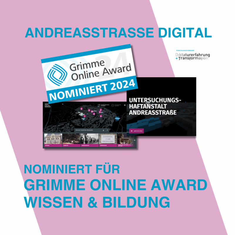 Andreasstraße Digital nominiert für den Grimme Online Award in der Kategorie Wissen & Bildung